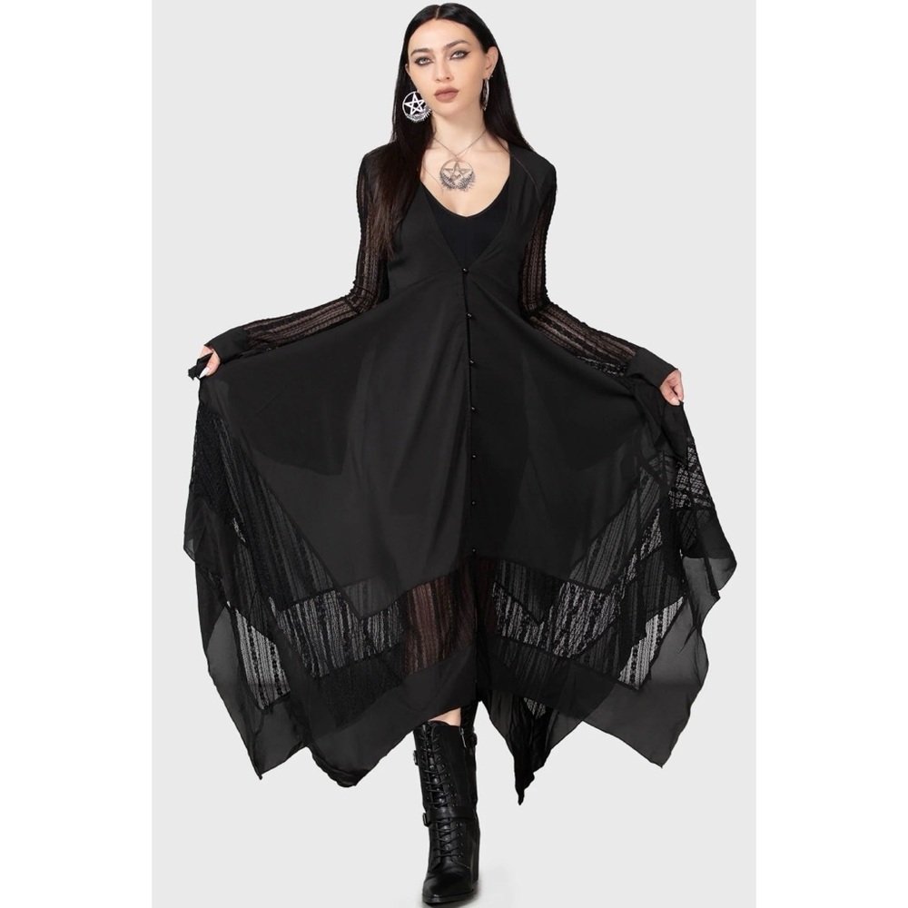 Killstar Valdermerca witchy lace bell sleeve maxi dress (similar Misty nights) S